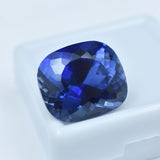 Natural Blue Tanzanite Cushion Cut 13.20 Ct Certified Loose Gemstone on White Background