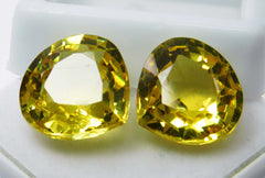 21 Ct Natural Yellow Sapphire Pear Shape Certified Loose Gemstone Pair