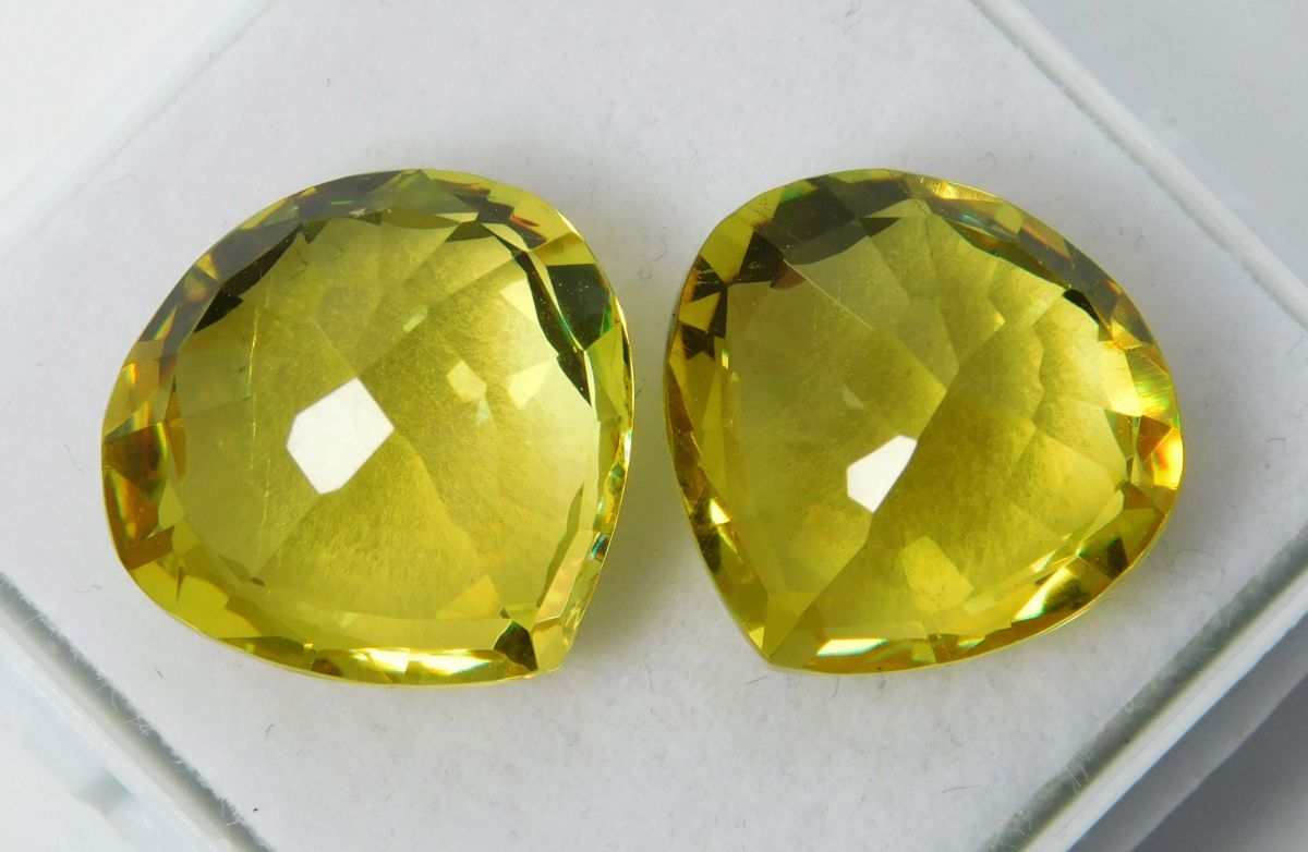 21 Ct Natural Yellow Sapphire Pear Shape Certified Loose Gemstone Pair