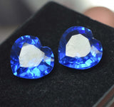 Natural Tanzanite Blue Heart Shape Certified Loose Gemstone Pair on Black Background