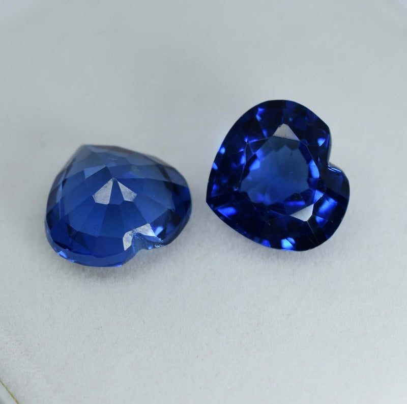 16.89 Ct Natural Tanzanite Blue Heart Shape Gemstone Pair top view