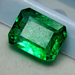 Natural COLOMBIAN Emerald Emerald Cut 7.58 Ct CERTIFIED Green Loose Gemstone