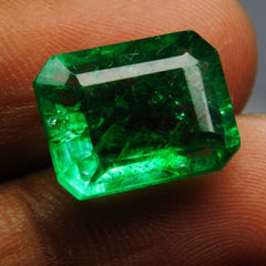 Natural COLOMBIAN Emerald Emerald Cut 7.58 Ct CERTIFIED Green Loose Gemstone