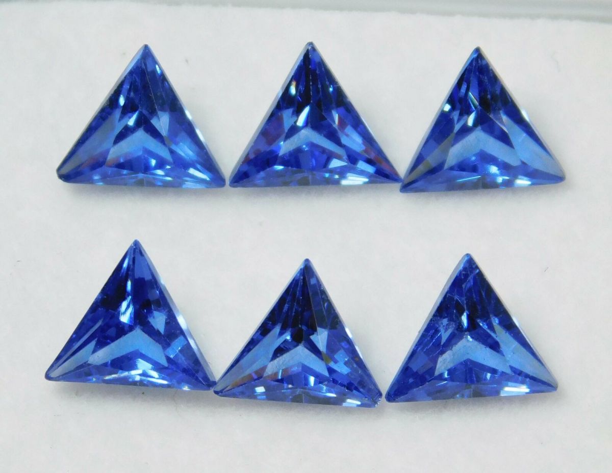 Natural Sapphire Blue 6 Pcs CERTIFIED Loose Gemstones Trillion Shape 5x5 mm Lot