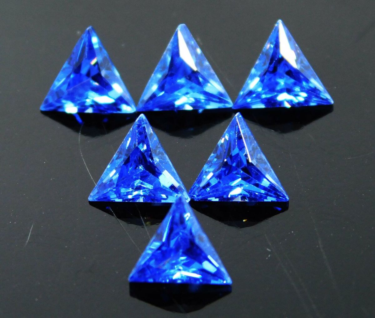 Natural Sapphire Blue 6 Pcs CERTIFIED Loose Gemstones Trillion Shape 5x5 mm Lot