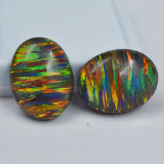 32.60 Ct Multi-Color Opal Natural Oval Cut Pair CERTIFIED Loose Gemstone