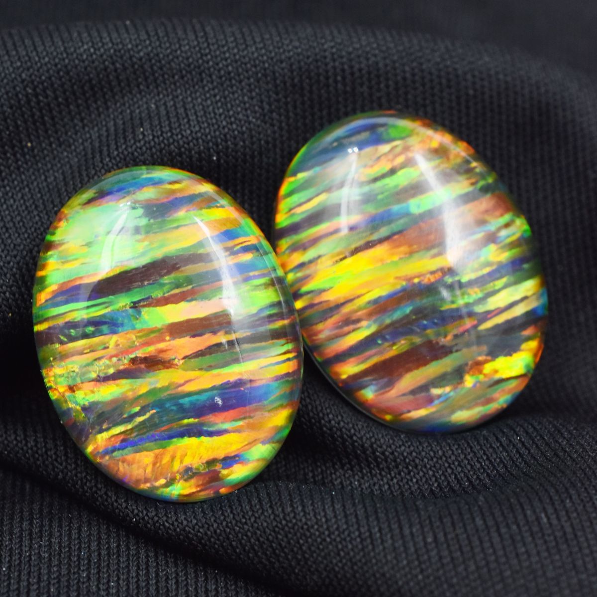 32.60 Ct Multi-Color Opal Natural Oval Cut Pair CERTIFIED Loose Gemstone