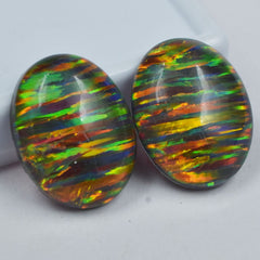 32.60 Ct Multi-Color Opal Natural Oval Cut Pair CERTIFIED Loose Gemstone