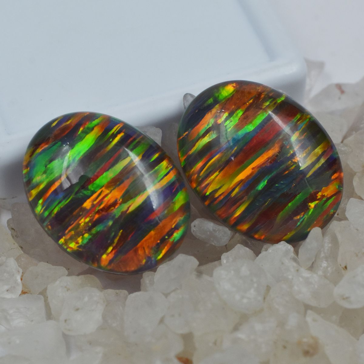 32.60 Ct Multi-Color Opal Natural Oval Cut Pair CERTIFIED Loose Gemstone