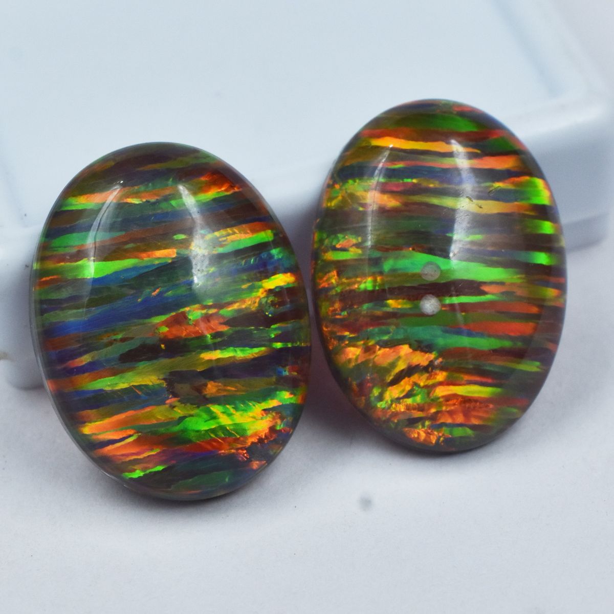 Multi-Color Opal 13.50 Ct Natural Oval Cut Pair Loose Gemstone CERTIFIED