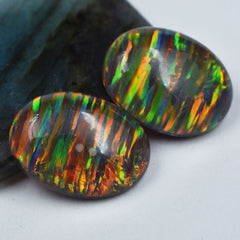 Multi-Color Opal 13.50 Ct Natural Oval Cut Pair Loose Gemstone CERTIFIED