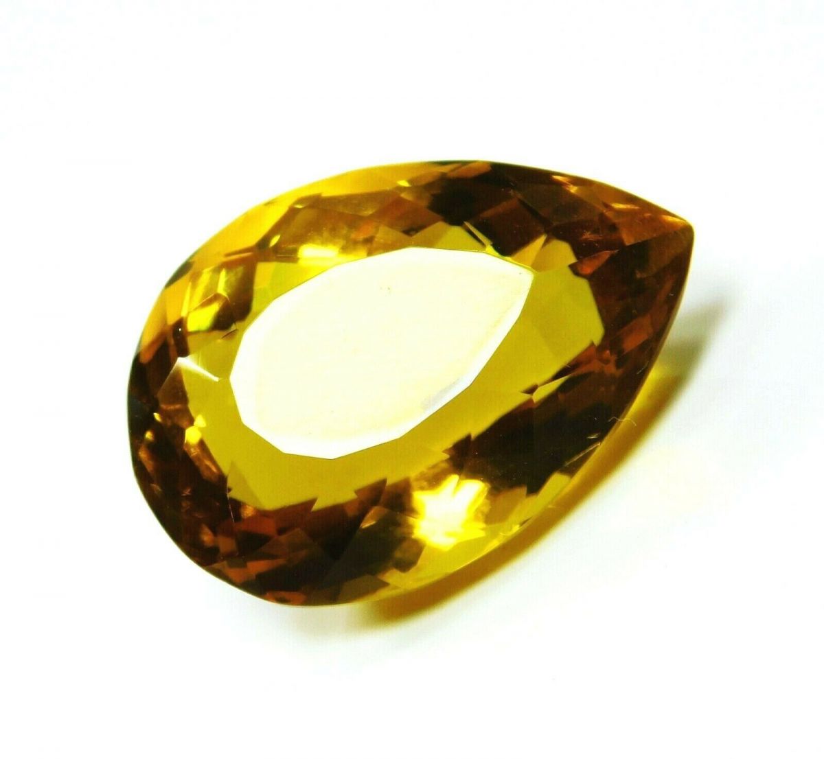 47.45 Ct Lab-Created CERTIFIED Brazilian Pear Cut Yellow Topaz Loose Gemstone