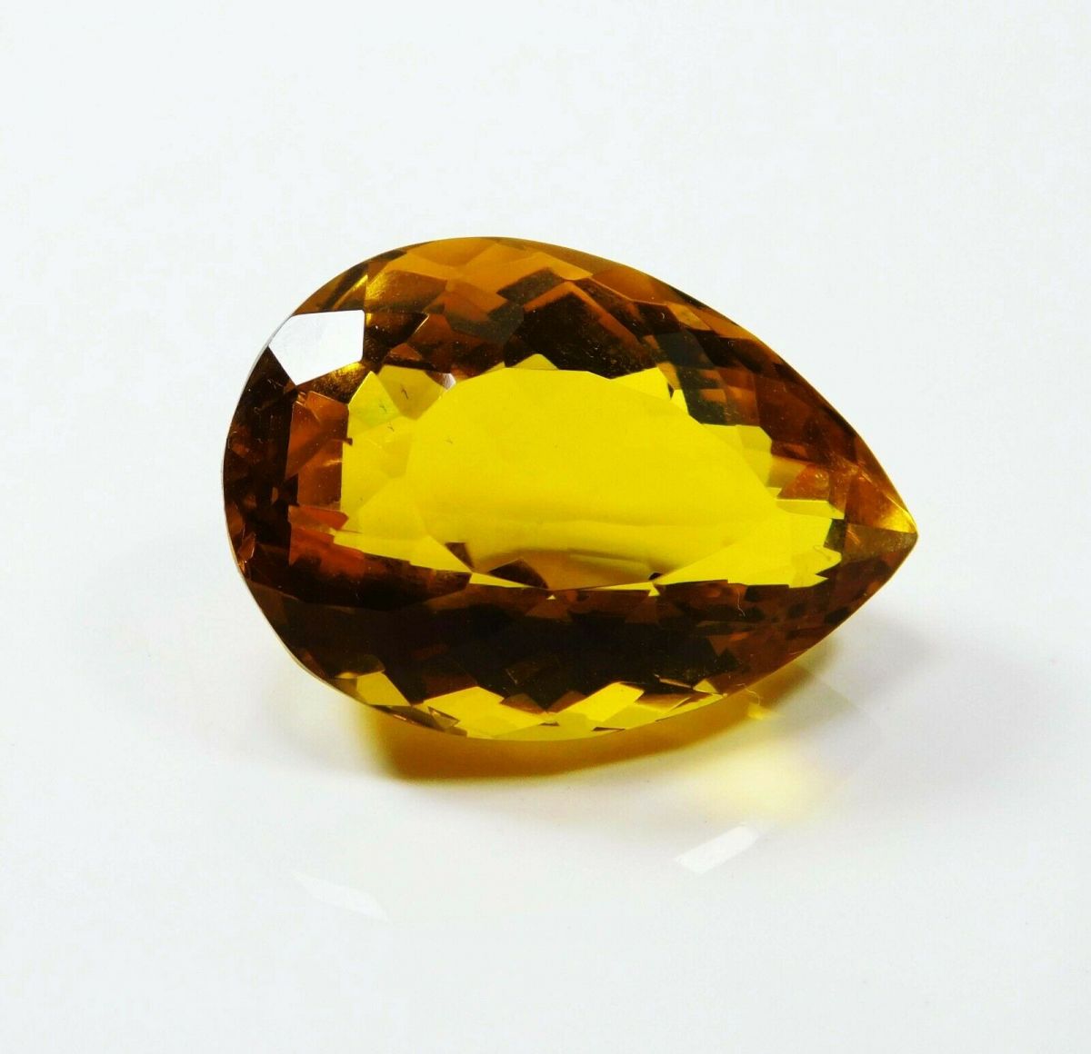 47.45 Ct Lab-Created CERTIFIED Brazilian Pear Cut Yellow Topaz Loose Gemstone