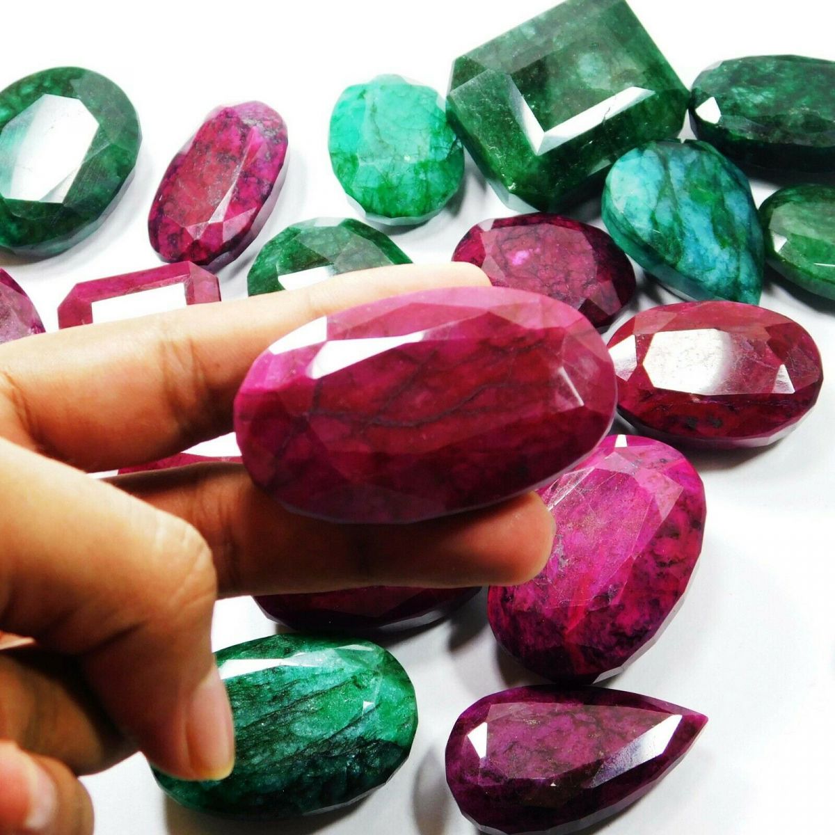 Emerald Ruby Lot Mix Shape CERTIFIED 250 Ct Natural Loose Gemstone Huge Size