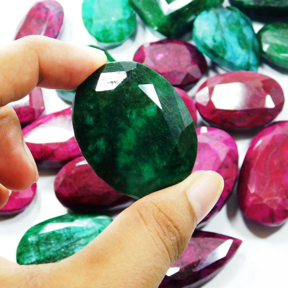 Emerald Ruby Lot Mix Shape CERTIFIED 250 Ct Natural Loose Gemstone Huge Size