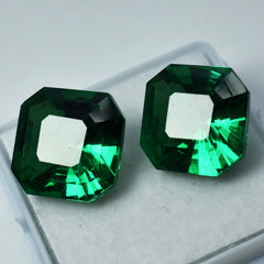 Natural Garnet Square Cut Green 16.00 Ct CERTIFIED Loose Gemstone Perfect Pair