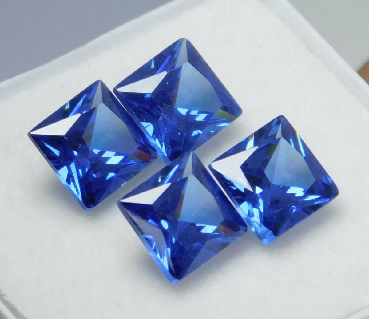 5x5 mm Natural Sapphire Square Shape CERTIFIED Blue Loose Gemstone 4 Pcs Lot