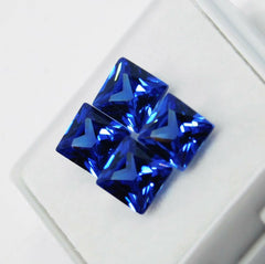 5x5 mm Natural Sapphire Square Shape CERTIFIED Blue Loose Gemstone 4 Pcs Lot