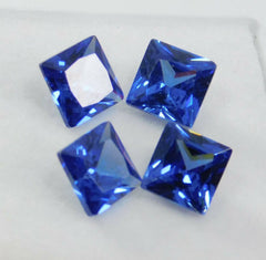 5x5 mm Natural Sapphire Square Shape CERTIFIED Blue Loose Gemstone 4 Pcs Lot