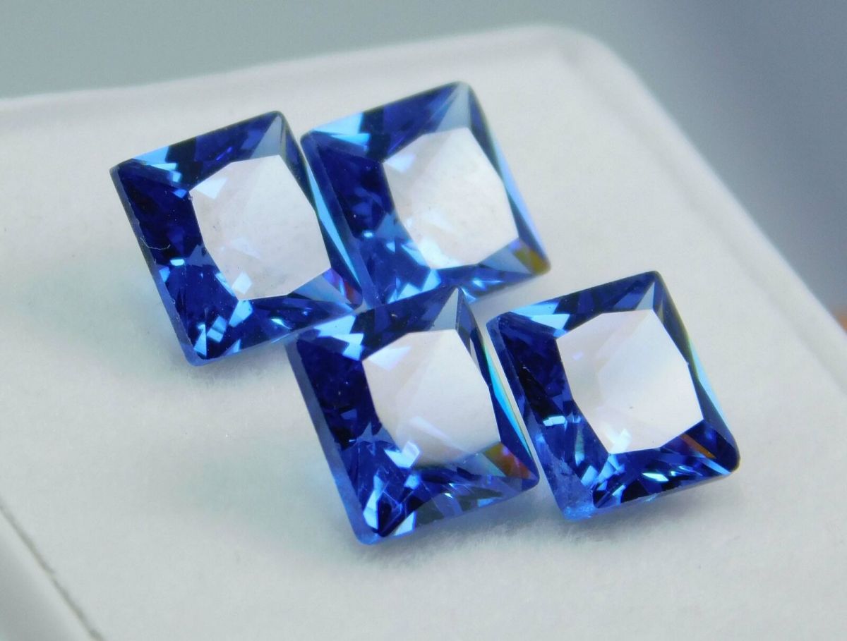 5x5 mm Natural Sapphire Square Shape CERTIFIED Blue Loose Gemstone 4 Pcs Lot