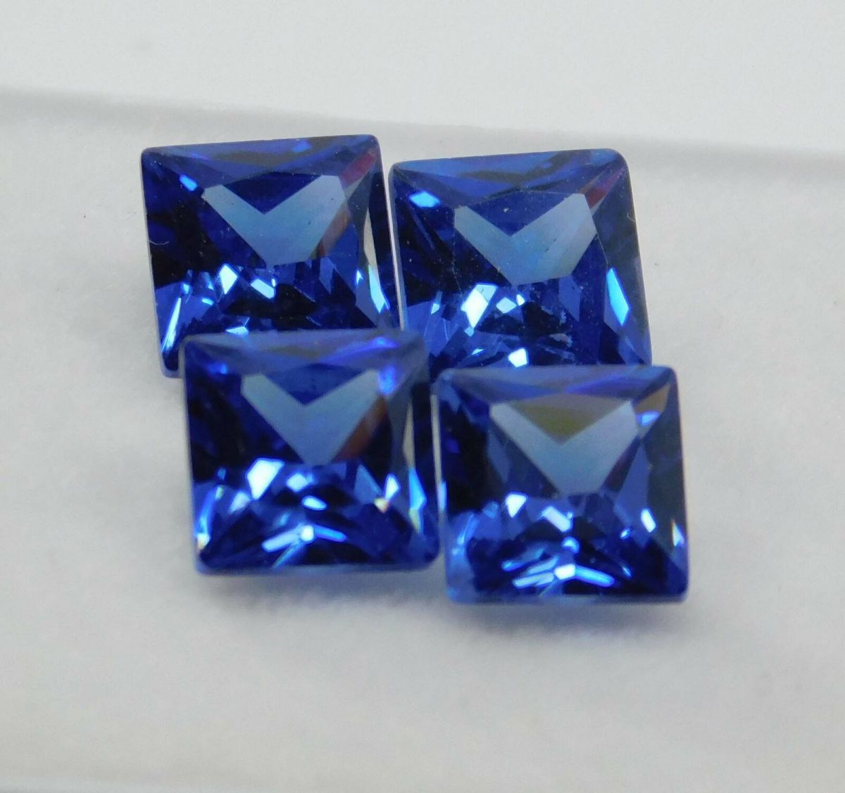 5x5 mm Natural Sapphire Square Shape CERTIFIED Blue Loose Gemstone 4 Pcs Lot