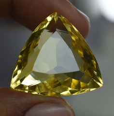 Lab-Created Topaz Banana Yellow Trillion Cut 40.65 Ct CERTIFIED Loose Gemstone