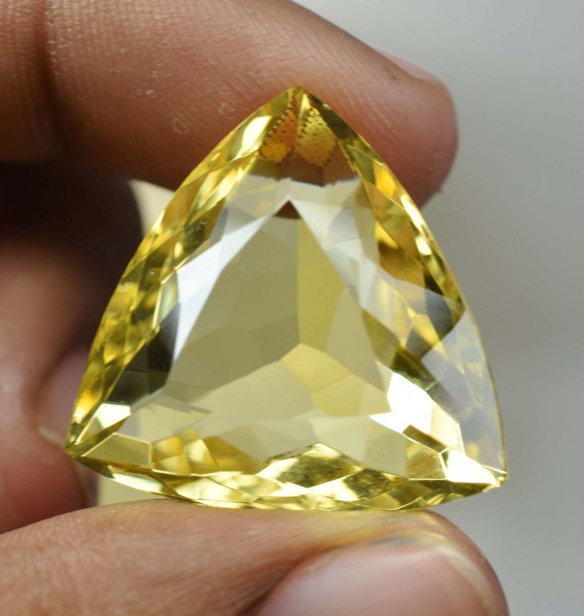 Lab-Created Topaz Banana Yellow Trillion Cut 40.65 Ct CERTIFIED Loose Gemstone