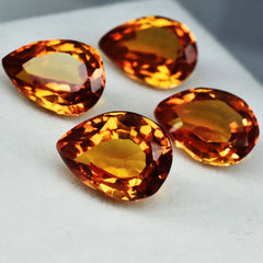 35.10 Carat Natural CEYLON High Quality Sapphire Yellow 4 Pcs CERTIFIED Pear Cut