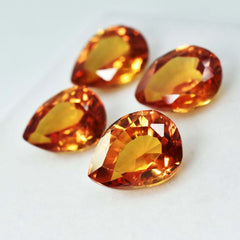 35.10 Carat Natural CEYLON High Quality Sapphire Yellow 4 Pcs CERTIFIED Pear Cut