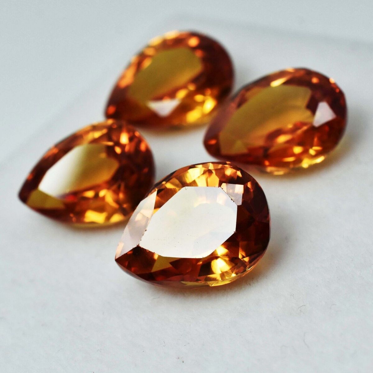 35.10 Carat Natural CEYLON High Quality Sapphire Yellow 4 Pcs CERTIFIED Pear Cut