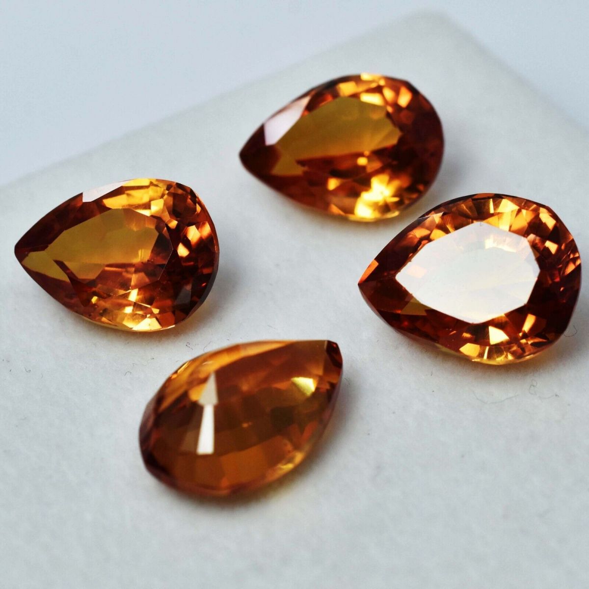 35.10 Carat Natural CEYLON High Quality Sapphire Yellow 4 Pcs CERTIFIED Pear Cut