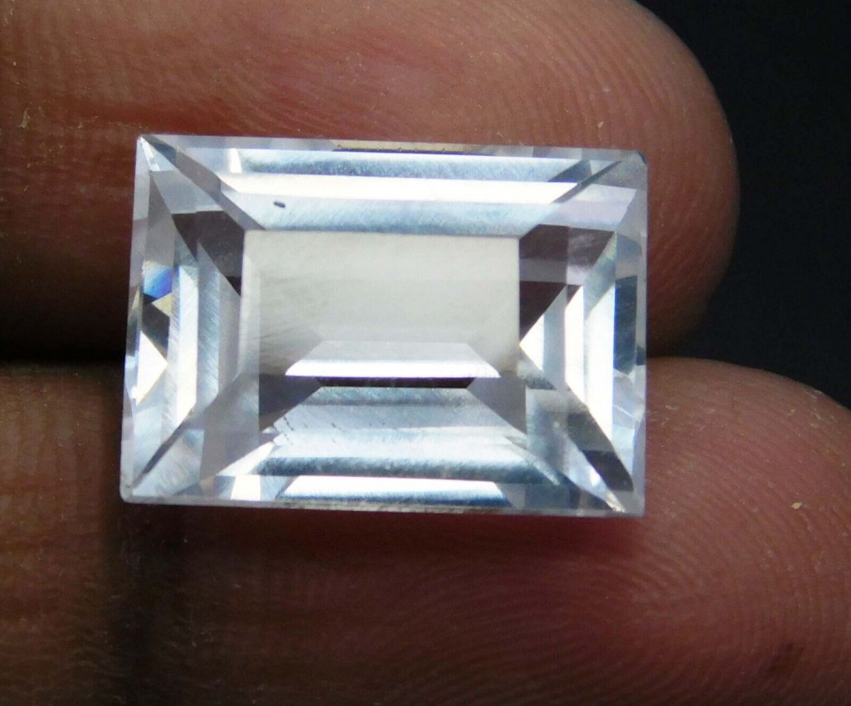 10.23 Ct NATURAL White Sapphire Emerald Cut Ring Size CERTIFIED Loose Gemstone