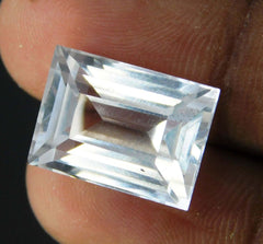 10.23 Ct NATURAL White Sapphire Emerald Cut Ring Size CERTIFIED Loose Gemstone