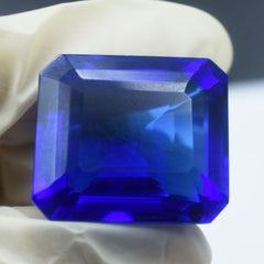 60.75 Ct Lab-Created CERTIFIED Blue Loose Gemstone Sapphire Emerald Shape