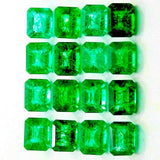 vertical layout of emerald gemstones showing natural green shine