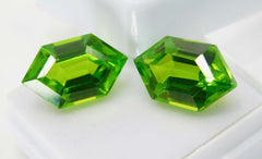 18.26 Ct Fancy Cut Natural Green Peridot CERTIFIED Loose Gemstones Pair