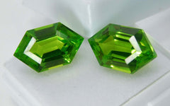 18.26 Ct Fancy Cut Natural Green Peridot CERTIFIED Loose Gemstones Pair