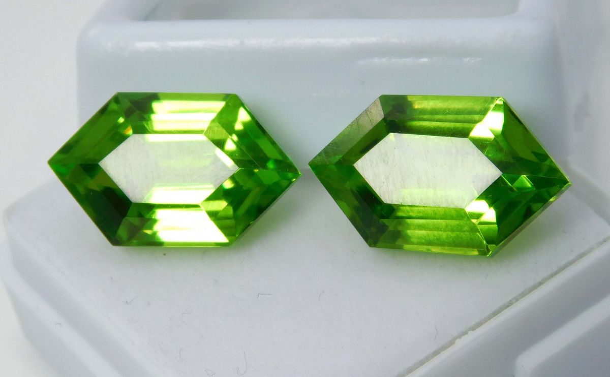 18.26 Ct Fancy Cut Natural Green Peridot CERTIFIED Loose Gemstones Pair