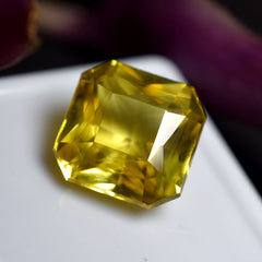 Unique Yellow Sapphire 11.90 Ct Natural Square Cut CERTIFIED Loose Gemstone