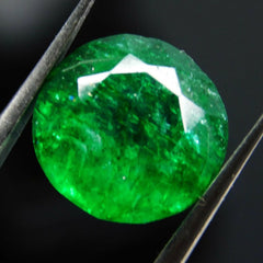 Natural GREEN Emerald Loose Gemstone ROUND SHAPE 8.10 Carat CERTIFIED