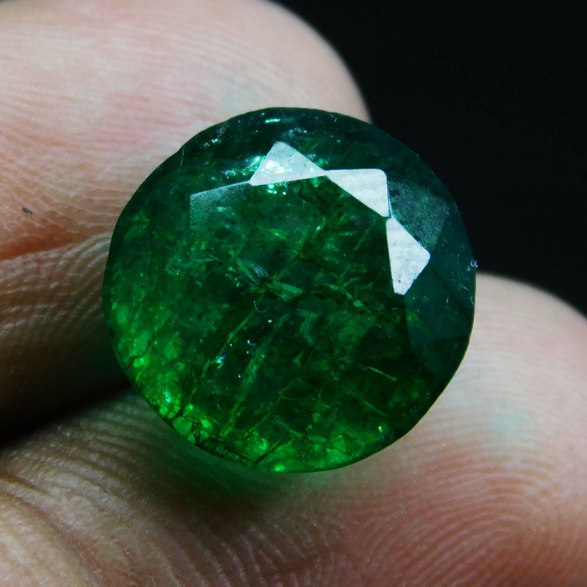 Natural GREEN Emerald Loose Gemstone ROUND SHAPE 8.10 Carat CERTIFIED