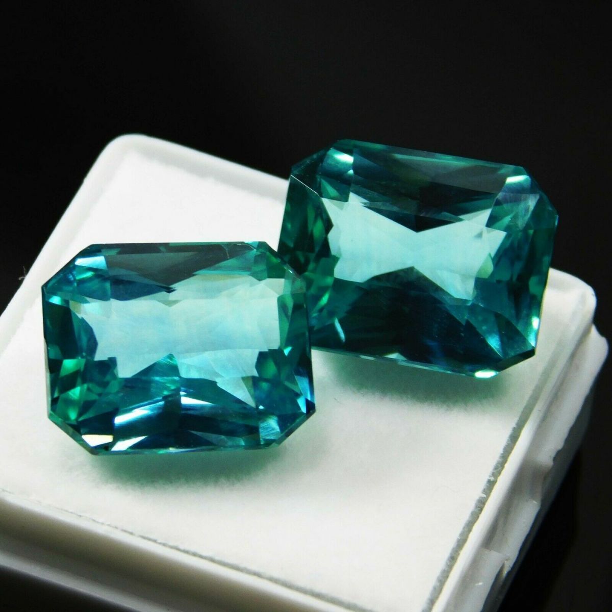 20 Ct NATURAL Montana Sapphire CERTIFIED Green Loose Gemstone Emerald Shape Pair