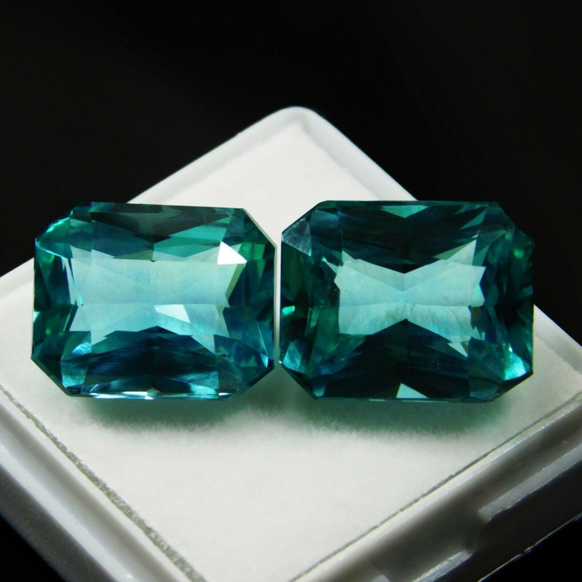 20 Ct NATURAL Montana Sapphire CERTIFIED Green Loose Gemstone Emerald Shape Pair