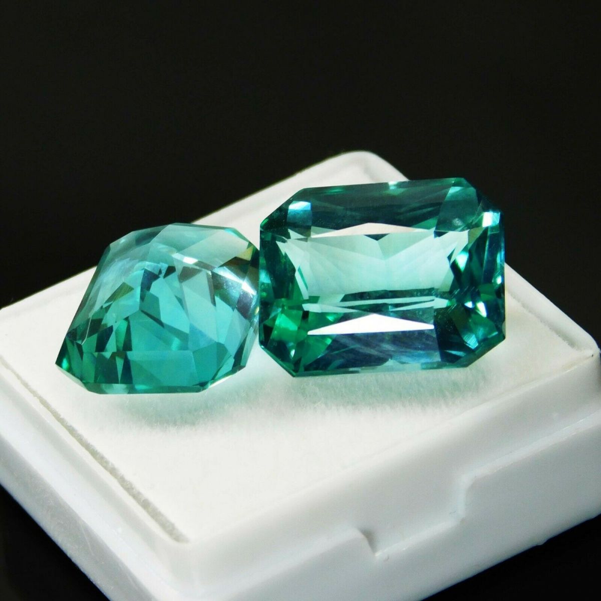 20 Ct NATURAL Montana Sapphire CERTIFIED Green Loose Gemstone Emerald Shape Pair