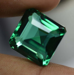 Glorious Green Square Cut 23.70 Ct Lab-Created Emerald CERTIFIED Loose Gemstone