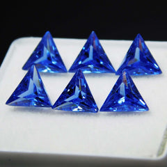 6 Pcs Natural CERTIFIED Sapphire Blue Trillion Loose Gemstone 5x5 mm