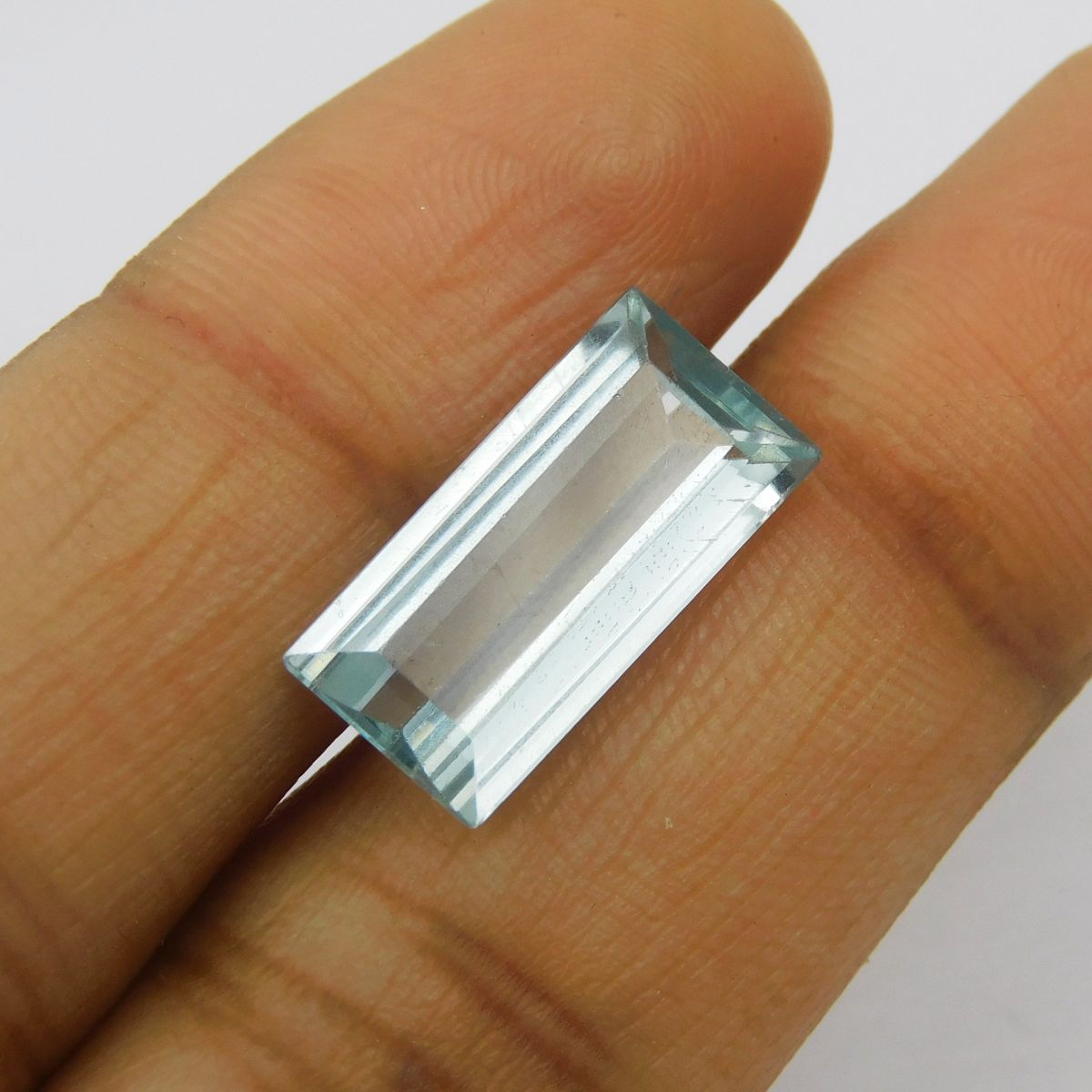 6.15 Ct CERTIFIED A++ Blue Aquamarine Natural Loose Gemstone Baguette Shape