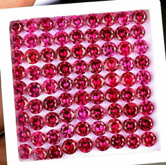 80 PCS Natural  LOT CERTIFIED GIR Round 6 mm Size Red Ruby Gemstone