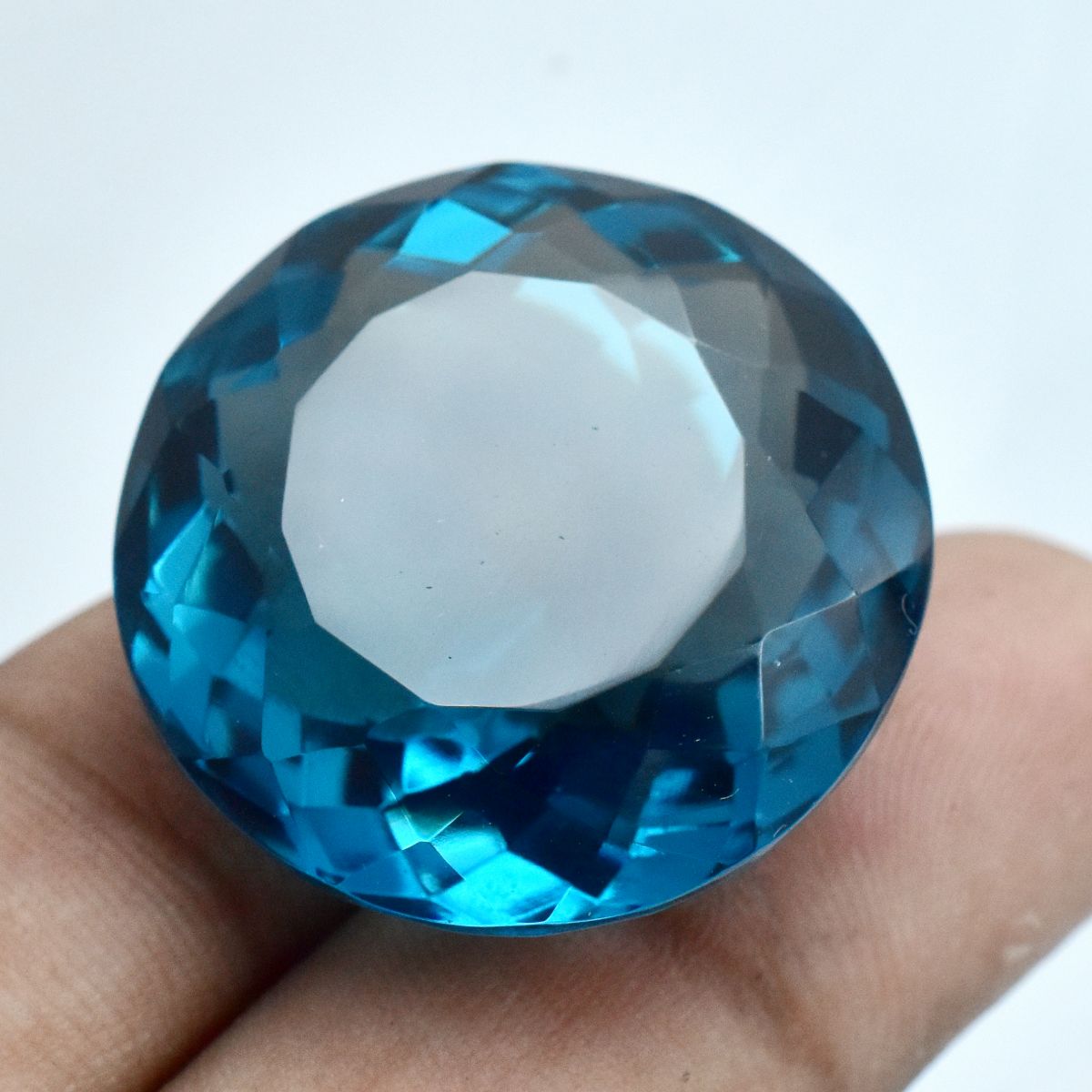 Blue Grandidierite Round Cut 70.10 Carat CERTIFIED Lab-Created Loose Gemstone