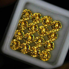 20 Pcs 5x5 mm Natural yellow Untreated Sapphire CERTIFIED Round Lot Gemstone